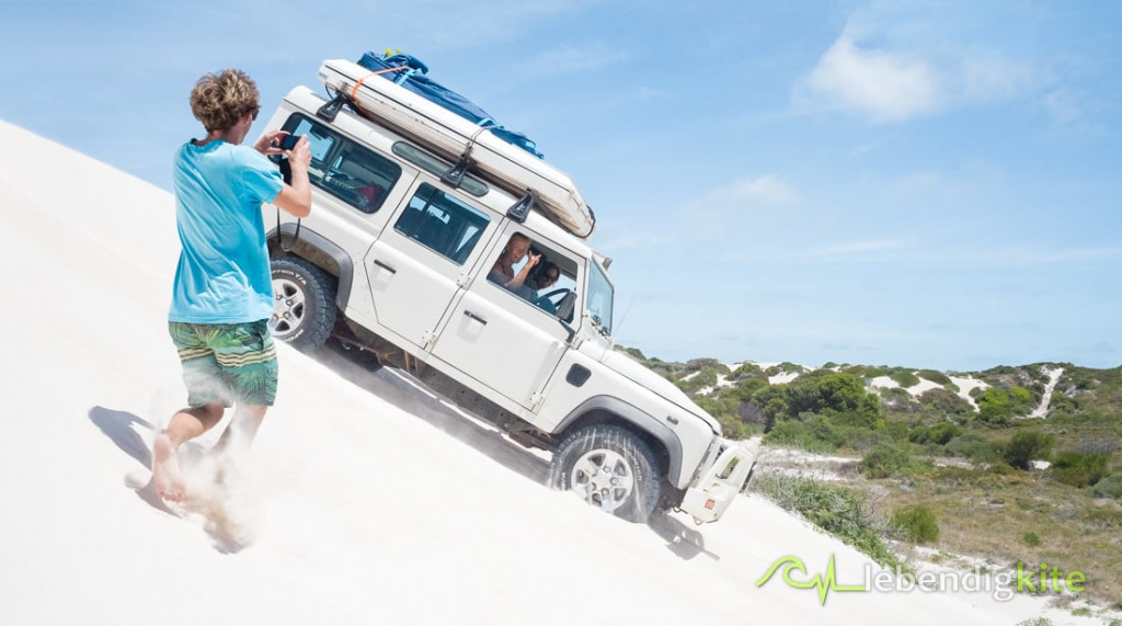 Sand dunes driving Lancelin Kitesafari Kite tour Australia